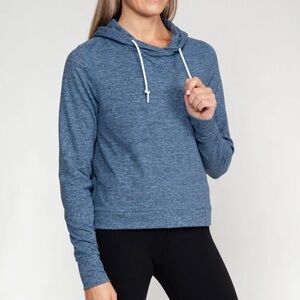 RHOBACK TEMPO PERFORMANCE HOODIE HEATHER ZONE BLUE/FLEET NAVY - L